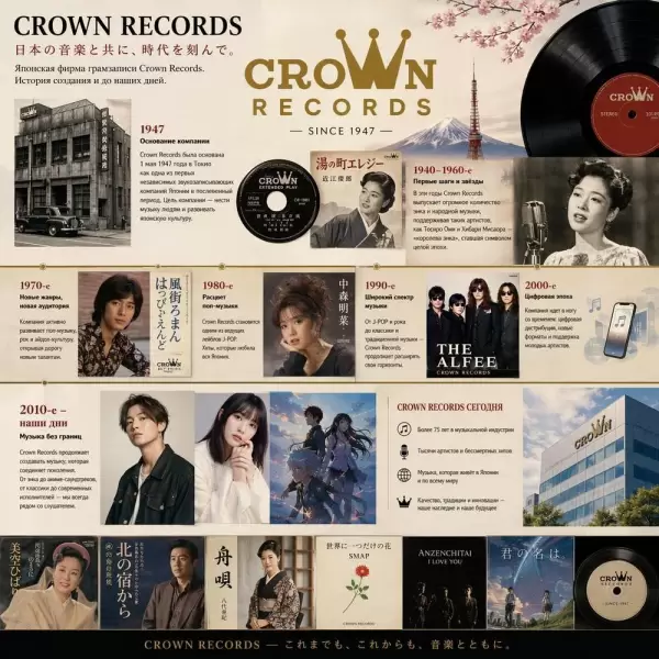 Японская фирма грамзаписи Crown Records (Nippon Crown): История создания и до наших дней